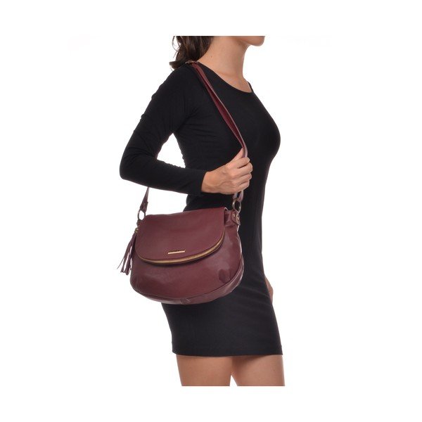 Vínovočervená kožená crossbody kabelka Isabella Rhea Martín-image-1