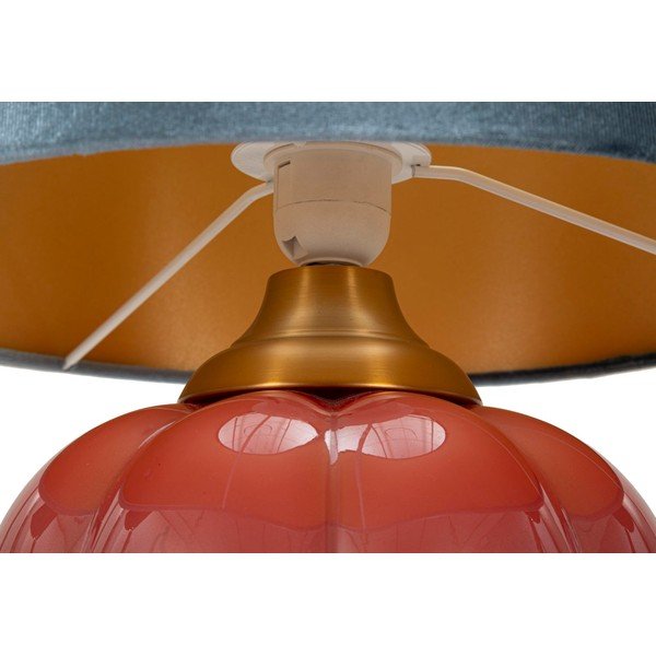 Červená/modrá sklenená stolová lampa s textilným tienidlom (výška  50 cm) Helene – Mauro Ferretti-image-3