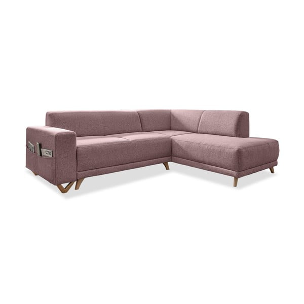 Ružová rozkladacia/s úložným priestorom rohová pohovka (pravý roh/do L) Classy Sophie – Miuform