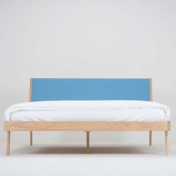 Posteľ z masívneho dubového dreva s modrým čelom Gazzda Fawn, 160 x 200 cm-image-3