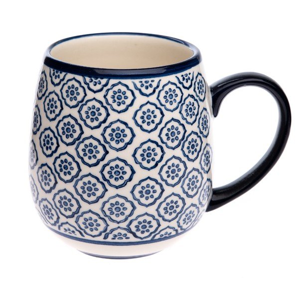 Krémovo-modrý hrnček Dakls Marlene, 390 ml