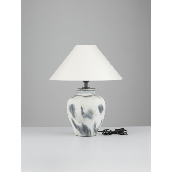 Biela/sivá keramická stolová lampa s textilným tienidlom (výška  55 cm) Lupe – Nova Luce-image-2