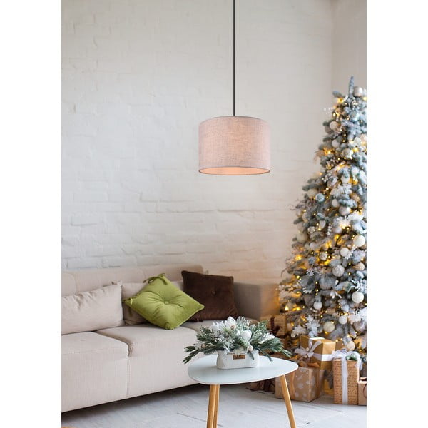 Béžové závesné svietidlo s textilným tienidlom ø 35 cm Elmau – Trio-image-1