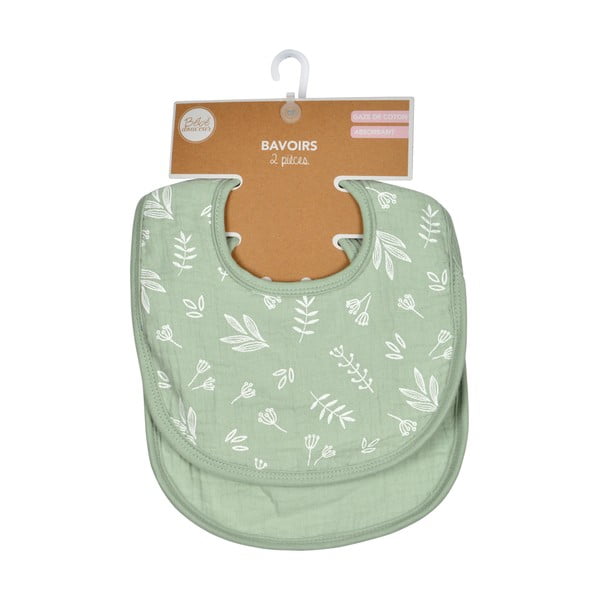Zelené mušelínové podbradníky v súprave 2 ks – Bébé Douceur-image-2