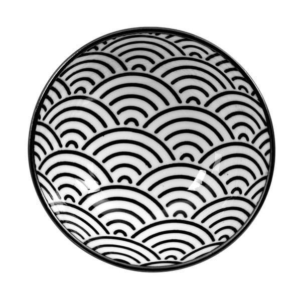 Čierno-biely tanier Tokyo Design Studio Nippon Wave, ø 9,5 cm