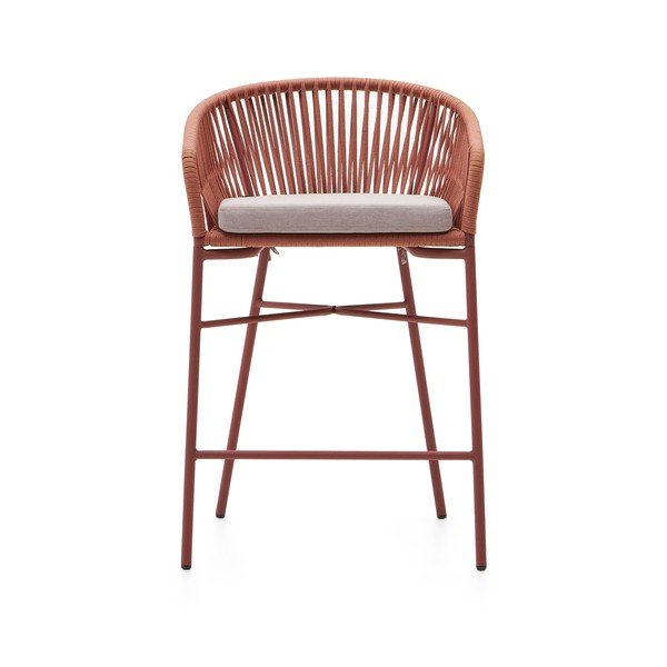 Záhradná barová stolička s výpletom vo farbe terakota Kave Home Yanet, výška 85 cm-image-2