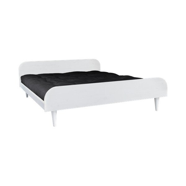 Dvojlôžková posteľ z borovicového dreva s matracom Karup Design Twist Comfort Mat White/Black, 140 × 200 cm