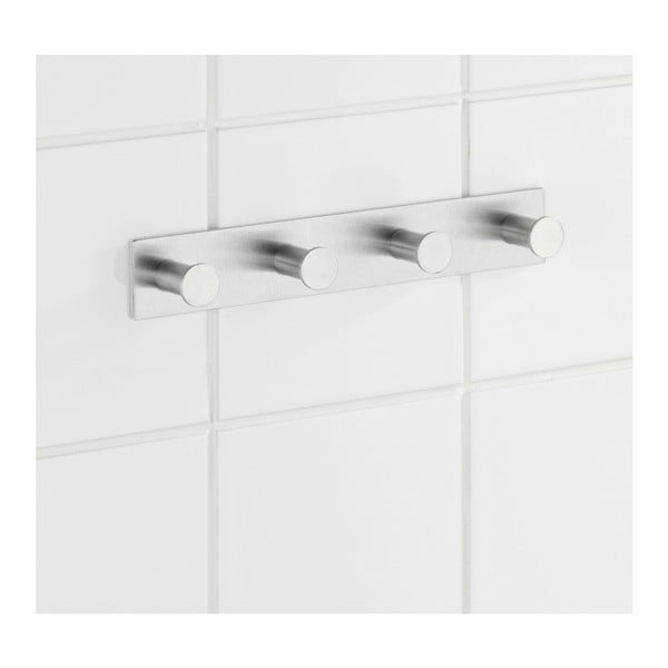 Samodržiaci nástenný vešiak so 4 háčikmi v striebornej farbe Wenko Celano-image-2