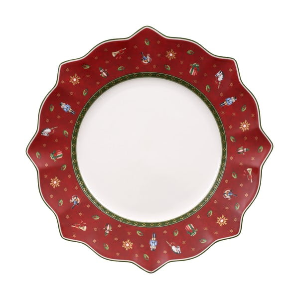 Červený porcelánový tanier s vianočným motívom Villeroy & Boch, ø 28 cm