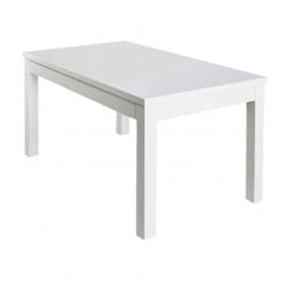 Lesklý biely rozkladací jedálenský stôl Durbas Style Adam, 130 × 83 cm