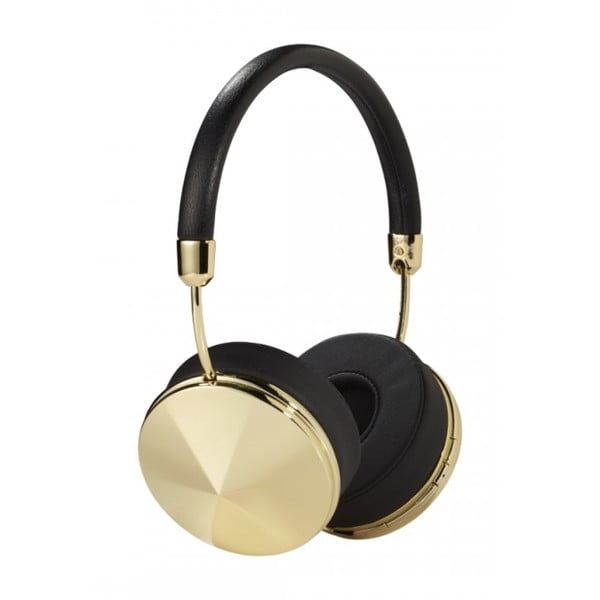Čierne slúchadlá s odpojiteľným káblom a detailmi v zlatej farbe Frends Taylor Wireless