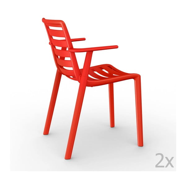 Sada 2 červených záhradných stoličiek s opierkami Resol Slatkat