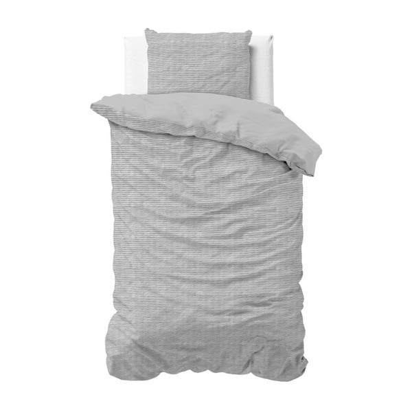 Sivé obliečky z bavlny na jednolôžko Sleeptime, 140 x 220 cm