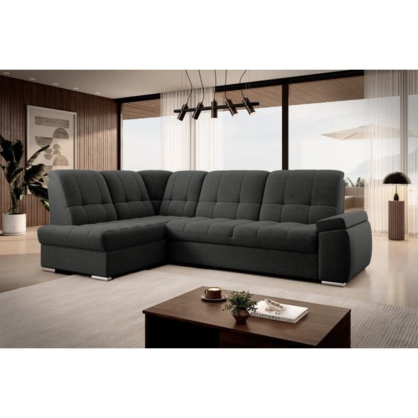 Tmavosivá rozkladacia/s úložným priestorom rohová pohovka (ľavý roh/do L) Sado – ELTAP-image-4