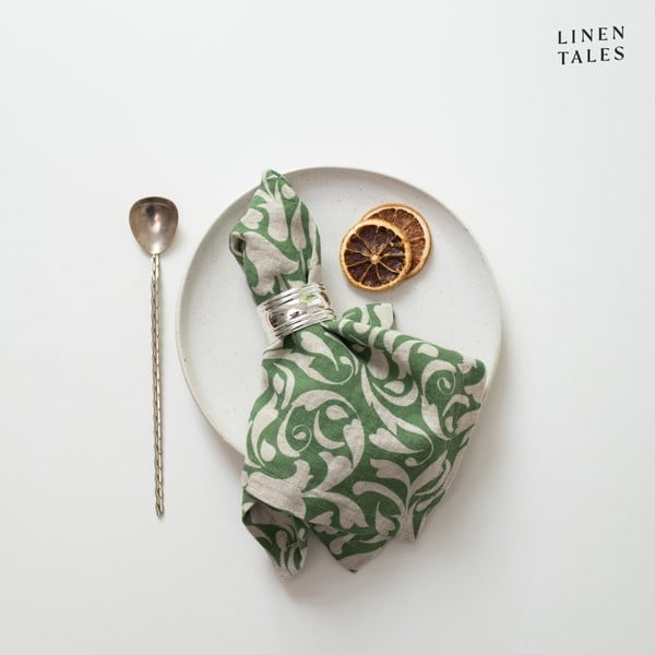 Ľanový obrúsok 40x40 cm Evergreen Damask – Linen Tales-image-1