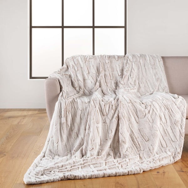 Béžová deka z mikroplyšu 180x220 cm Lynx – douceur d'intérieur-image-1