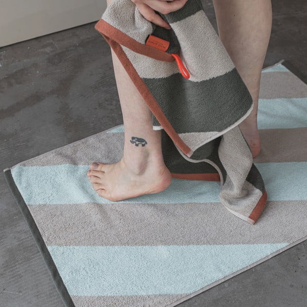 Kúpeľňová predložka z bio bavlny v mentolovej farbe 50x80 cm Diagonal - Mette Ditmer Denmark-image-1