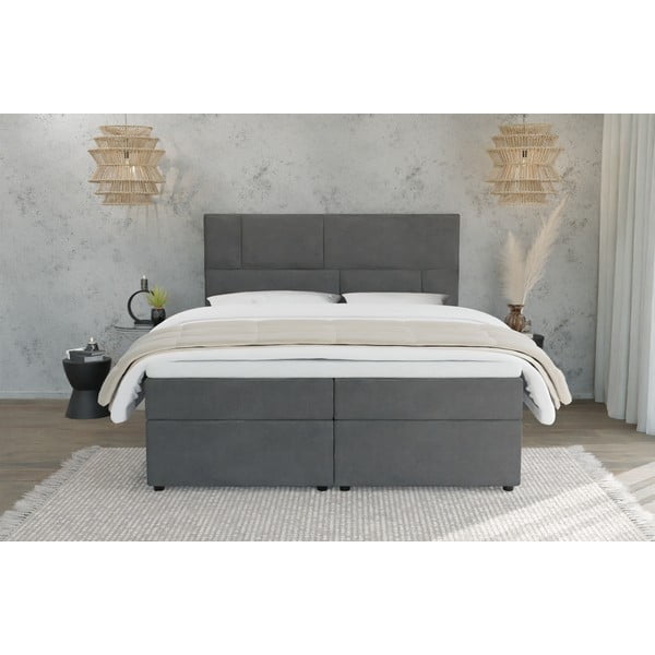 Sivá boxspring posteľ s úložným priestorom 180x200 cm Lola – Ropez-image-3
