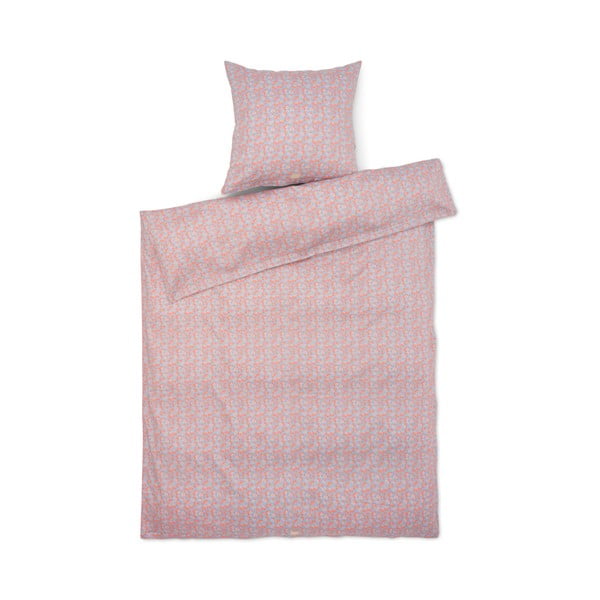 Svetlomodro-ružové obliečky na jednolôžko z bavlneného saténu 140x200 cm Pleasantly - JUNA