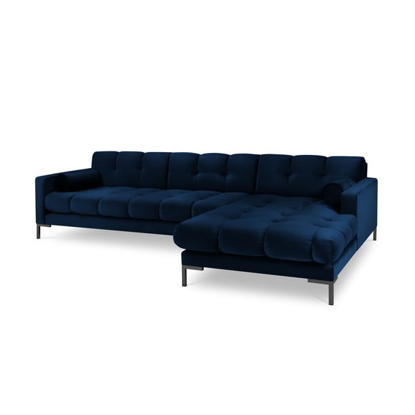 Tmavomodrá zamatová rohová pohovka Cosmopolitan Design Bali, pravý roh-image-2