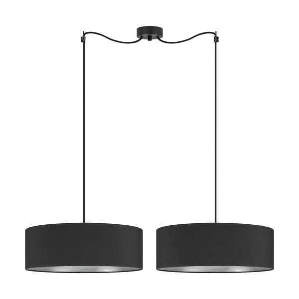 Čierne dvojramenné závesné svietidlo s detailom v striebornej farbe Sotto Luce Tres XL, ⌀ 45 cm