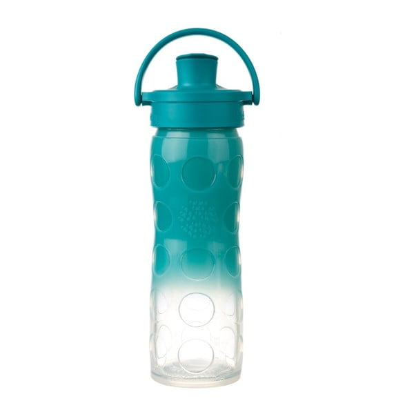 Sklenená fľaša na vodu so silikónovým chráničom Lifefactory Ultramarine Ombre Activ Premium, 475 ml