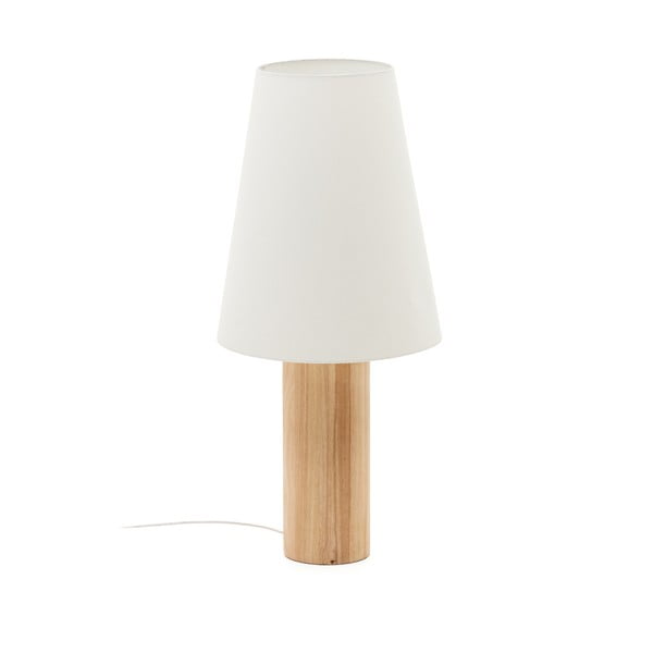 Stojacia lampa s textilným tienidlom v bielo-prírodnej farbe (výška 110 cm) Marga – Kave Home