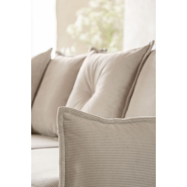 Béžová menčestrová rozkladacia rohová pohovka (ľavý roh/do "U") Lazy Lukka – Miuform-image-1