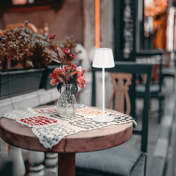 Biela LED stolová lampa s kovovým tienidlom (výška  36,5 cm) Viletto – Fischer & Honsel-image-2