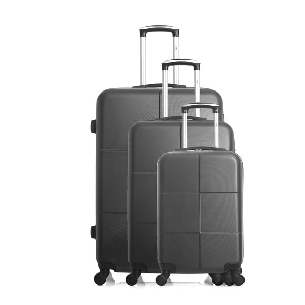 Sada 3 tmavosivých cestovných kufrov na kolieskach Hero Coronado