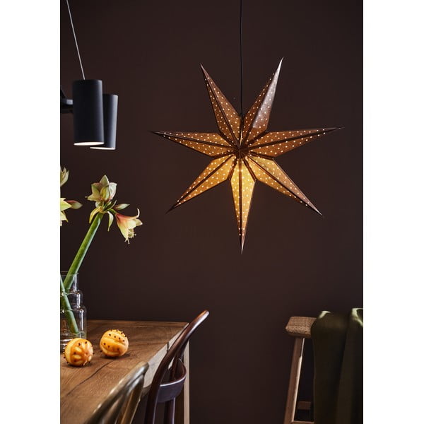 Hnedá vianočná závesná svetelná dekorácia Markslöjd Glitter, dĺžka 75 cm