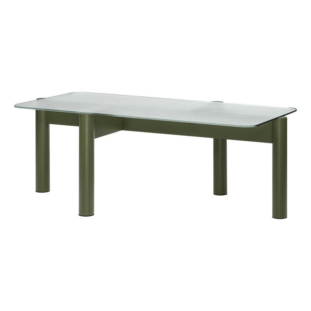 E-shop Zelený konferenčný stolík so sklenenou doskou 55x105 cm Kob – noo.ma