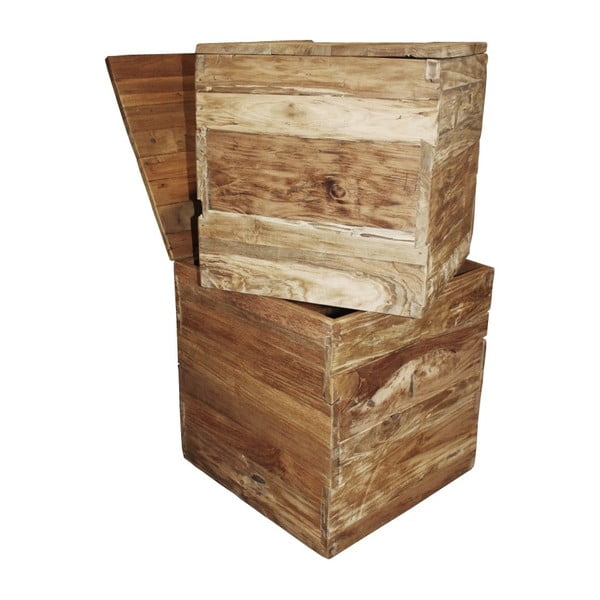 Sada 2 úložných boxov z teakového dreva HSM Collection Rustic