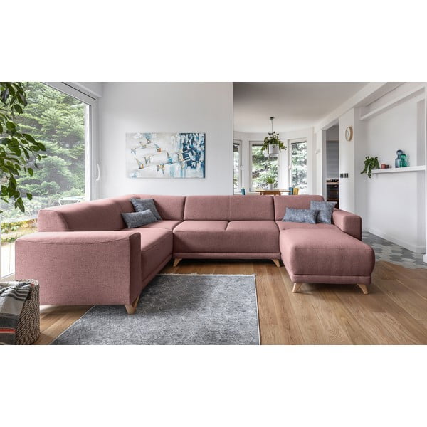 Ružová rozkladacia/s úložným priestorom rohová pohovka (ľavý roh/do tvaru "U") Classy Sophie – Miuform-image-1