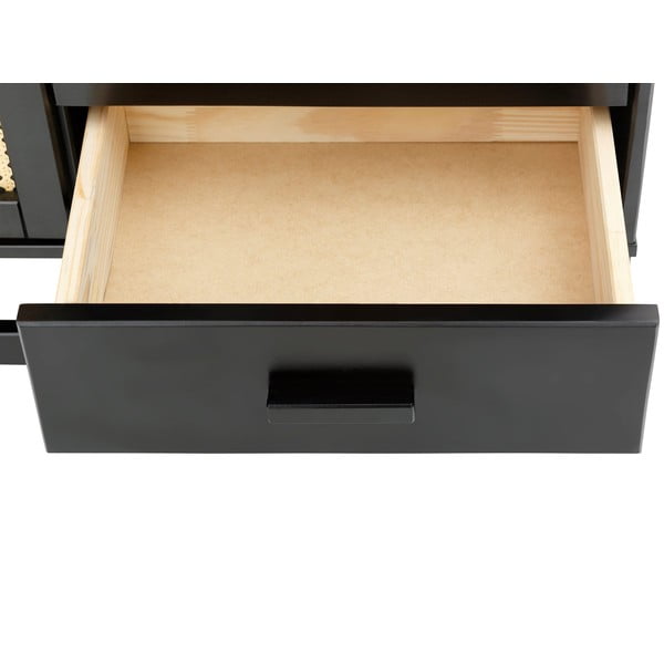 Čierna komoda z borovicového dreva s ratanovými dvierkami Støraa Jolene, šírka 90 cm-image-4