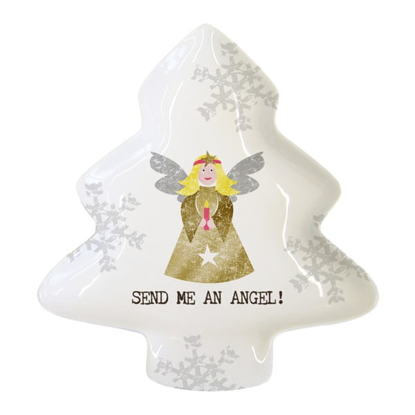 Dekoratívna tácka z kostného porcelánu s vianočným motívom PPD Send Me An Angel, 12,5 × 15 cm