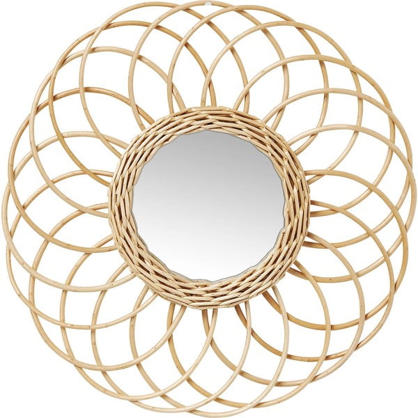Nástenné zrkadlo s ratanovým rámom Kare Design Swing, Ø 34 cm-image-1