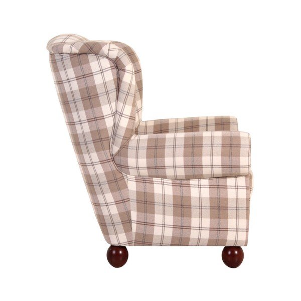 Hnedé kárované kreslo ušiak Max Winzer Monarch Chenille-image-2