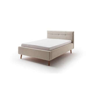 Béžová čalúnená dvojlôžková posteľ s úložným priestorom s roštom 140x200 cm Lotte - Meise Möbel
