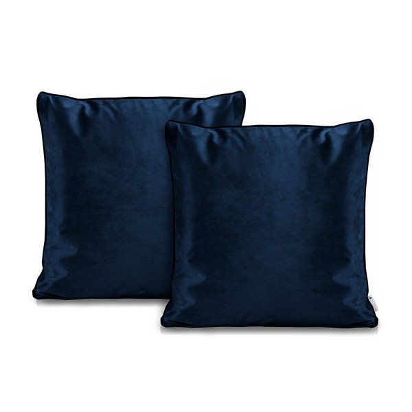 Súprava 2 tmavomodrých obliečok na vankúše DecoKing Rimavelvet Dark Blue, 45 × 45 cm-image-1