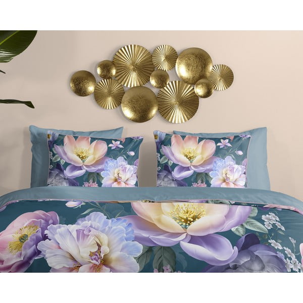 Modré obliečky na jednolôžko/predĺžené z bavlneného saténu 140x220 cm Mirery – Descanso-image-2