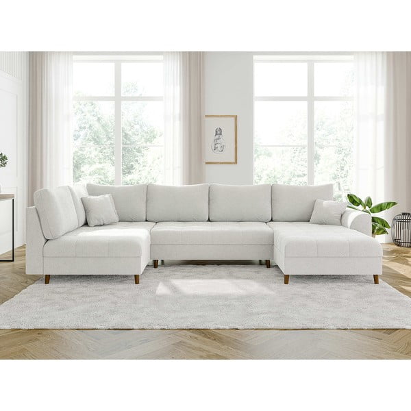 Krémová rohová pohovka z textílie bouclé (pravý roh/do "U") Ariella – Ropez-image-1