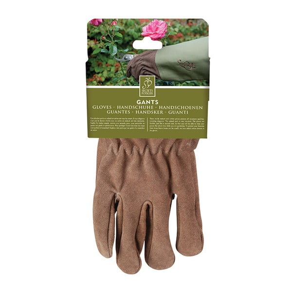 Záhradnícke kožené rukavice s olivovým lemom Esschert Design Spelter