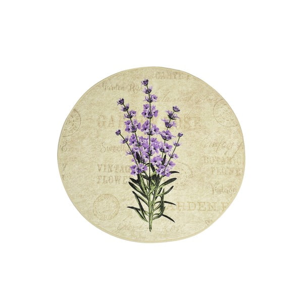 Kúpeľňová predložka s motívom fialových kvetín Foutastic Violet Circle, ø 100 cm