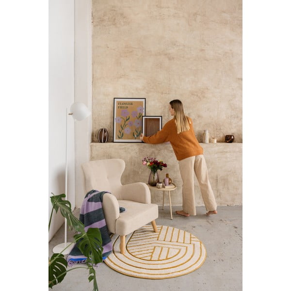 Bielo-žltý koberec Nattiot Luisa, ø 110 cm-image-2