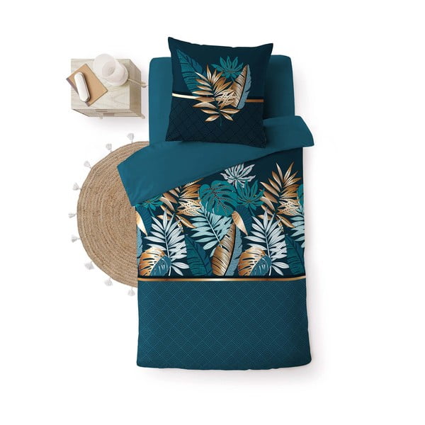 Bavlnené obliečky na jednolôžko v petrolejovej farbe 140x200 cm Alianor – douceur d'intérieur-image-3