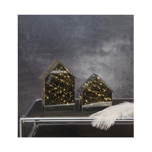 Sklenená LED dekorácia Best Season Mirror House, výška 20 cm-image-2