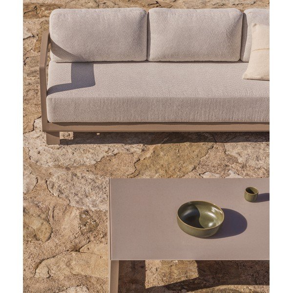 Béžová/taupe hliníková záhradná lounge súprava pre 3 osoby Nerano – Kave Home-image-4