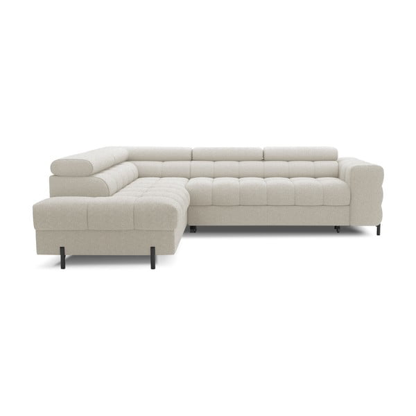 Krémovobiela rozkladacia/s úložným priestorom rohová pohovka z textílie buklé (ľavý roh/do L) Ferucce – ELTAP-image-2