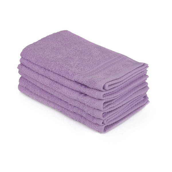 Sada 6 fialových uterákov do kúpeľni, 50 x 30 cm